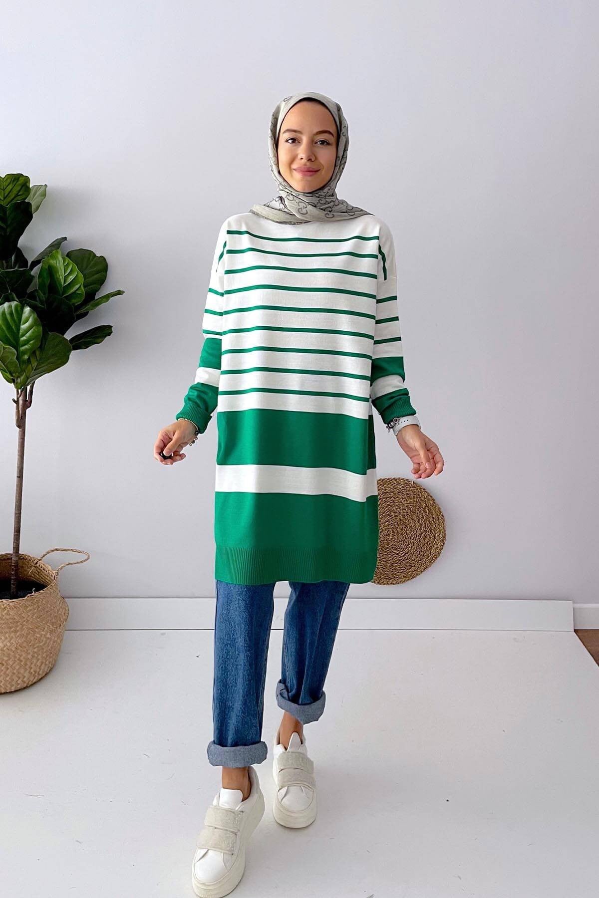 Holy Striped Knitwear Tunic - Green