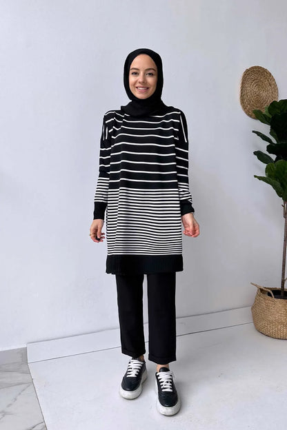 Bns Striped Mercerized Tunic - Black/White