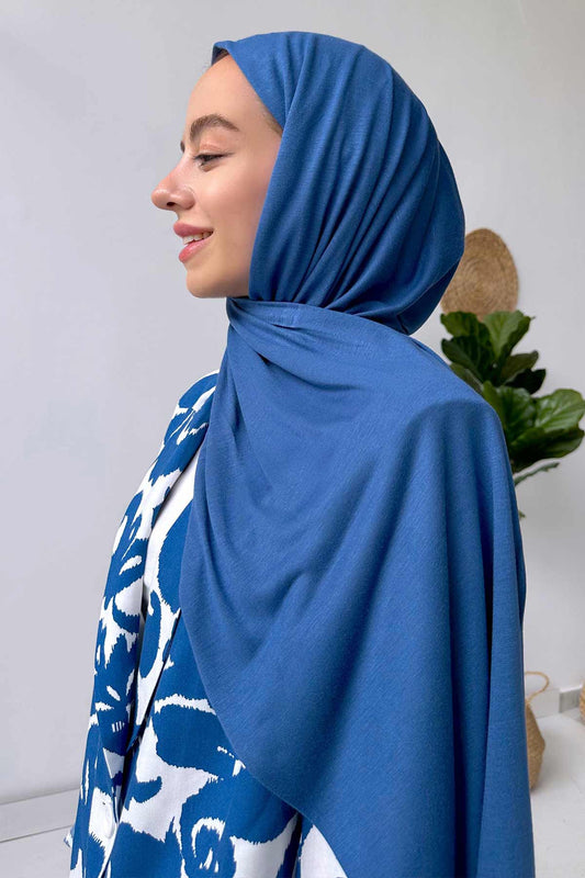 Combed Cotton Shawl - Indigo