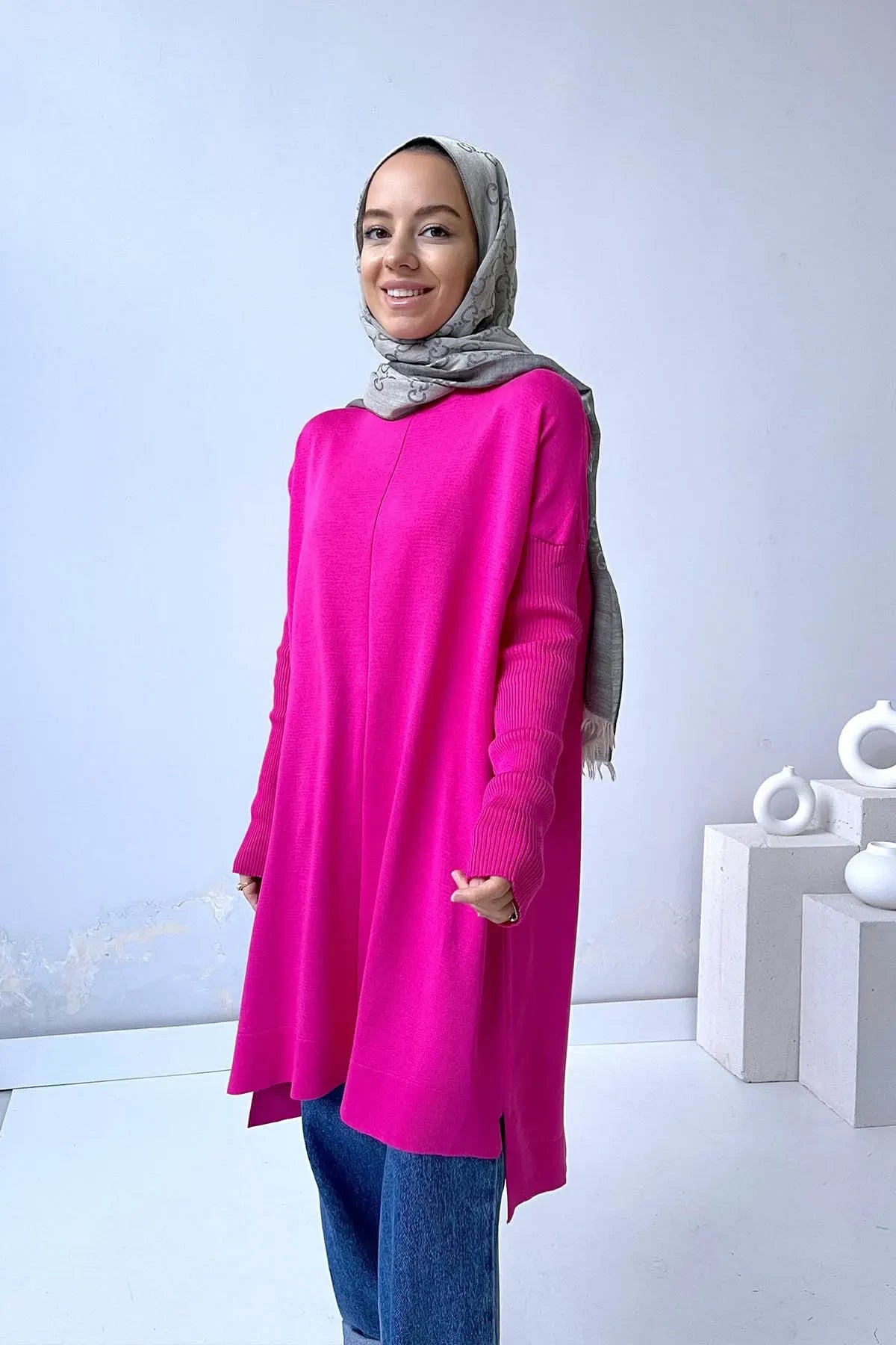 Mira Mercerized Tunic - Fuchsia