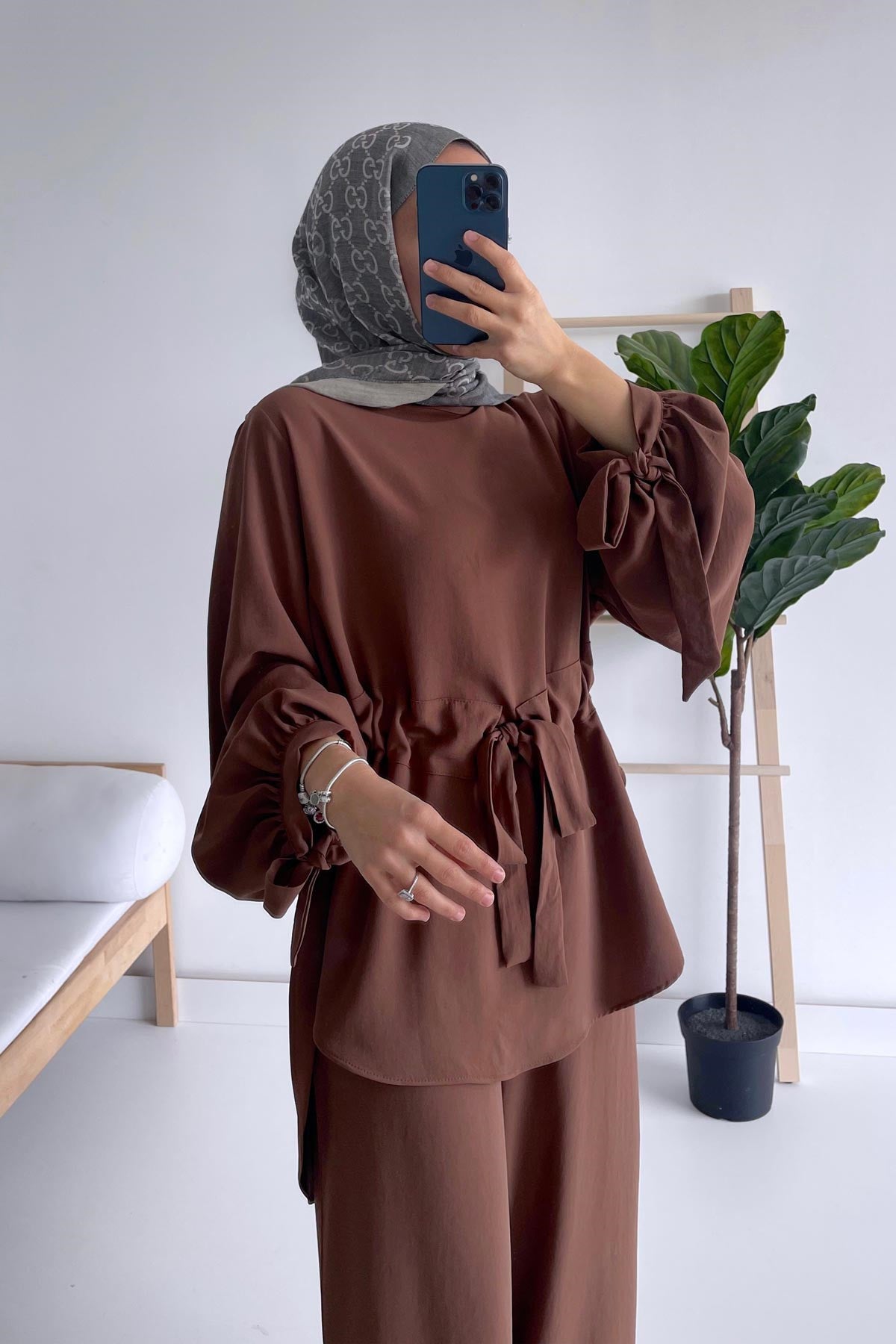 Waist Belt Suit - Brown