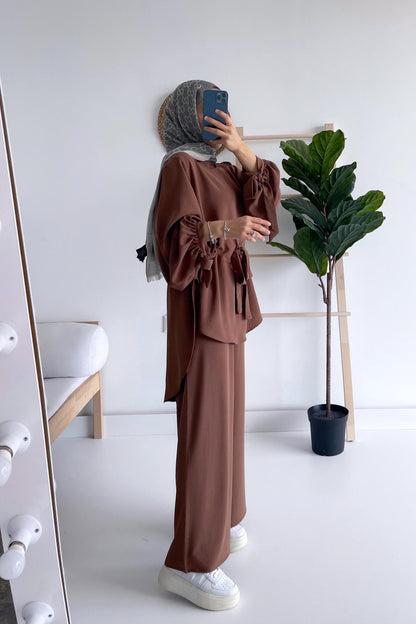 Waist Belt Suit - Brown