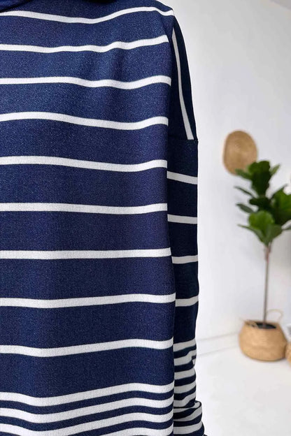 Bns Striped Mercerized Tunic - Navy Blue