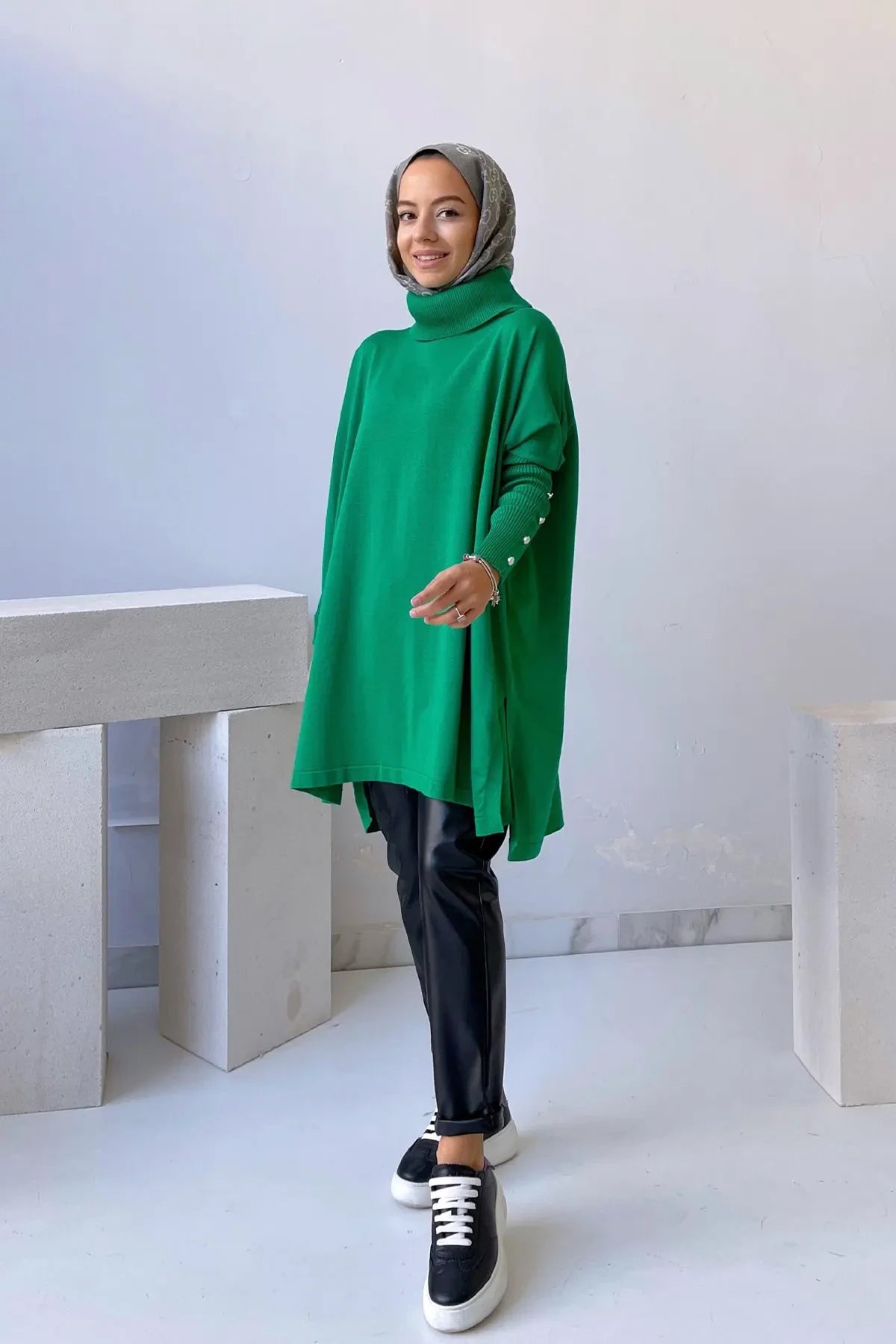 Oversize Mercerized Tunic - Green