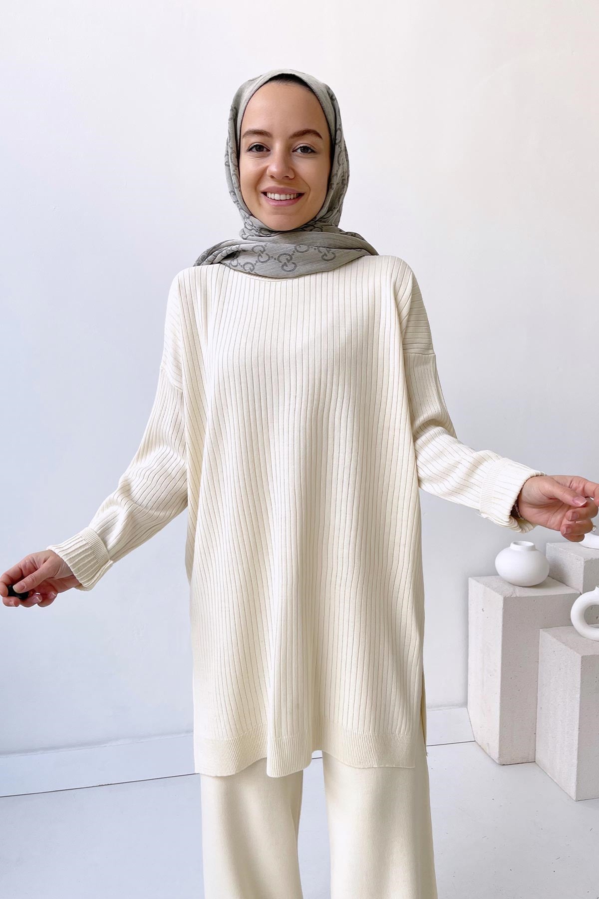 Anje Knitwear Tunic - Beige