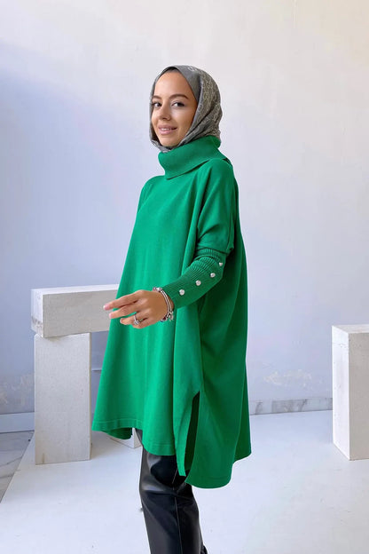 Oversize Mercerized Tunic - Green