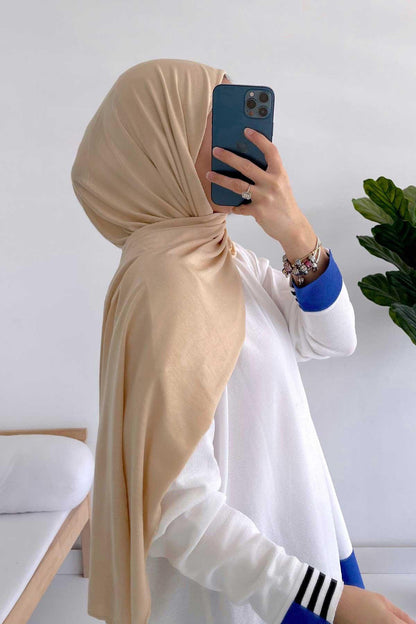 Combed Cotton Shawl - Dark Beige