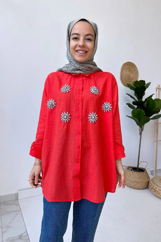 Star Diamond Shirt - Pomegranate Color