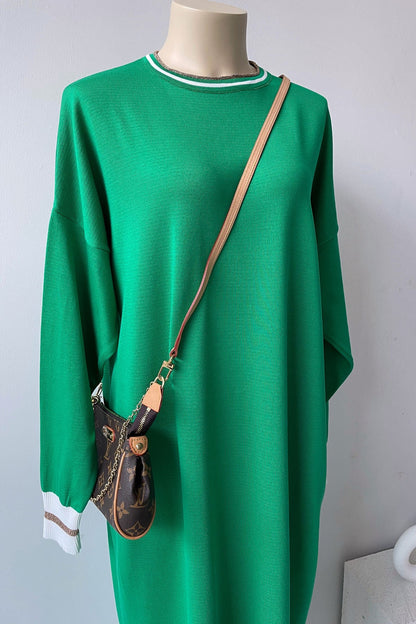 Mercerized with Collar Band Dress - Green