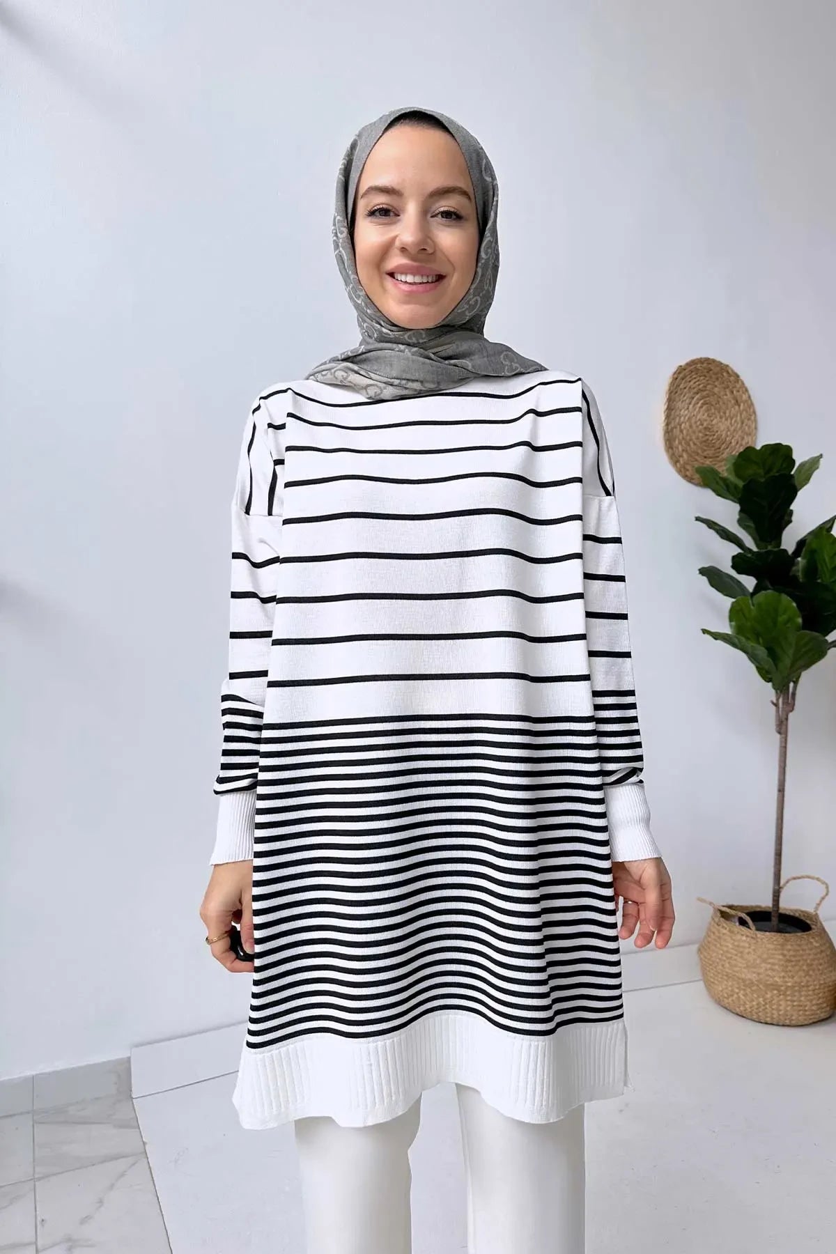 Bns Striped Mercerized Tunic - White