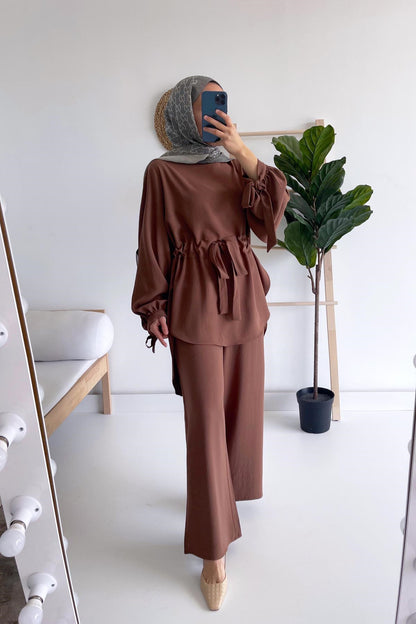 Waist Belt Suit - Brown