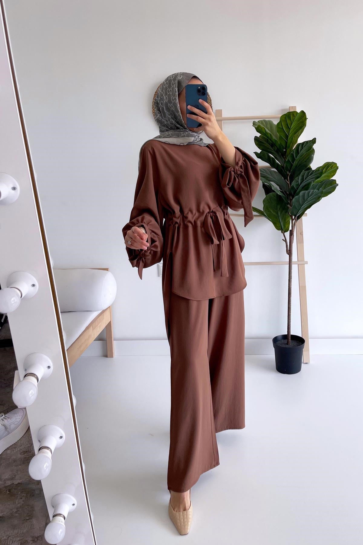 Waist Belt Suit - Brown