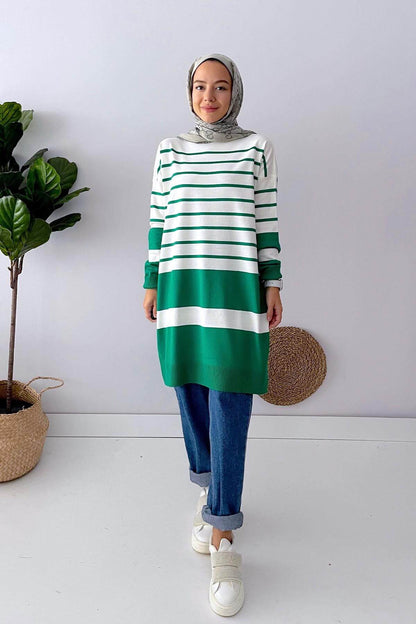 Holy Striped Knitwear Tunic - Green