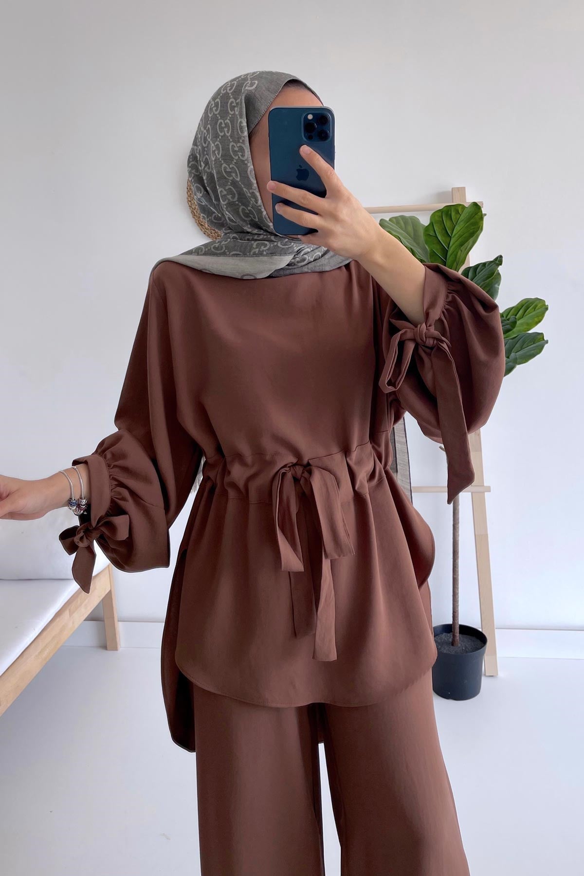 Waist Belt Suit - Brown