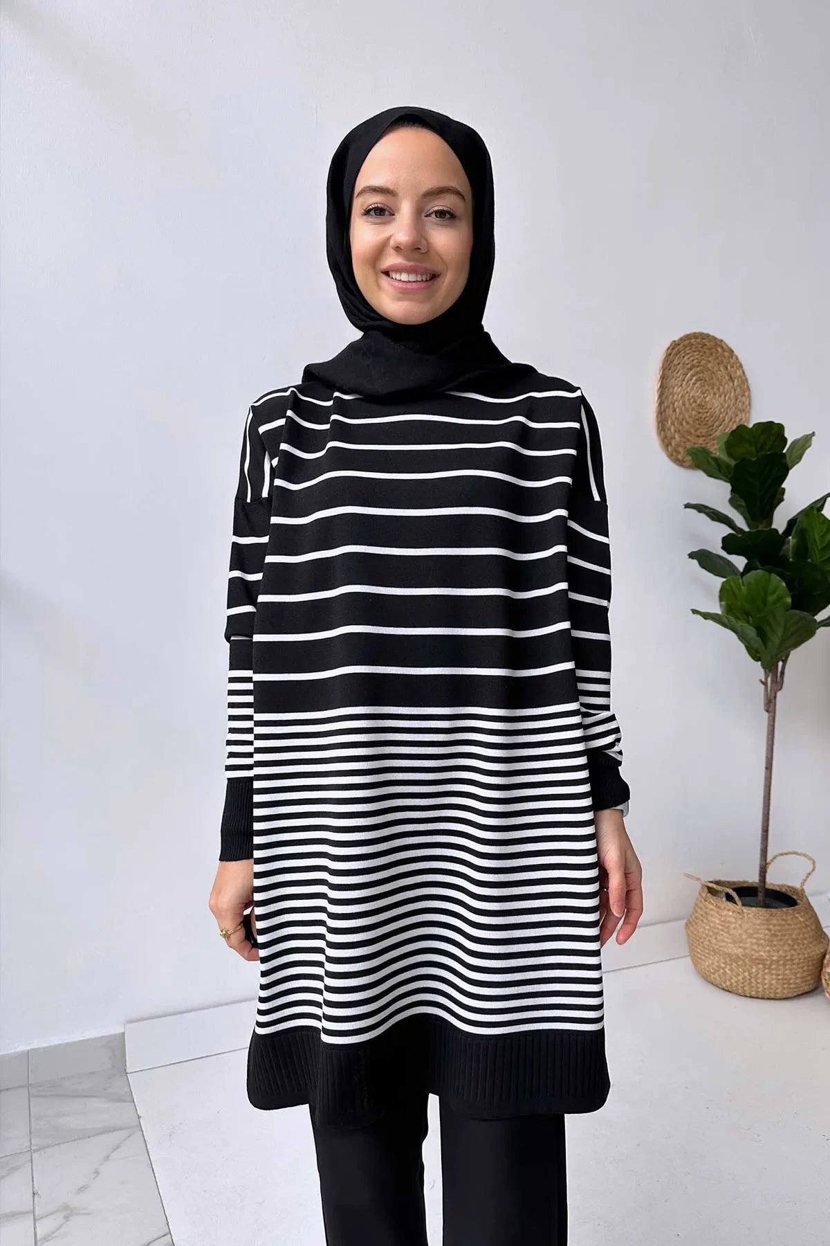 Bns Striped Mercerized Tunic - Black/White