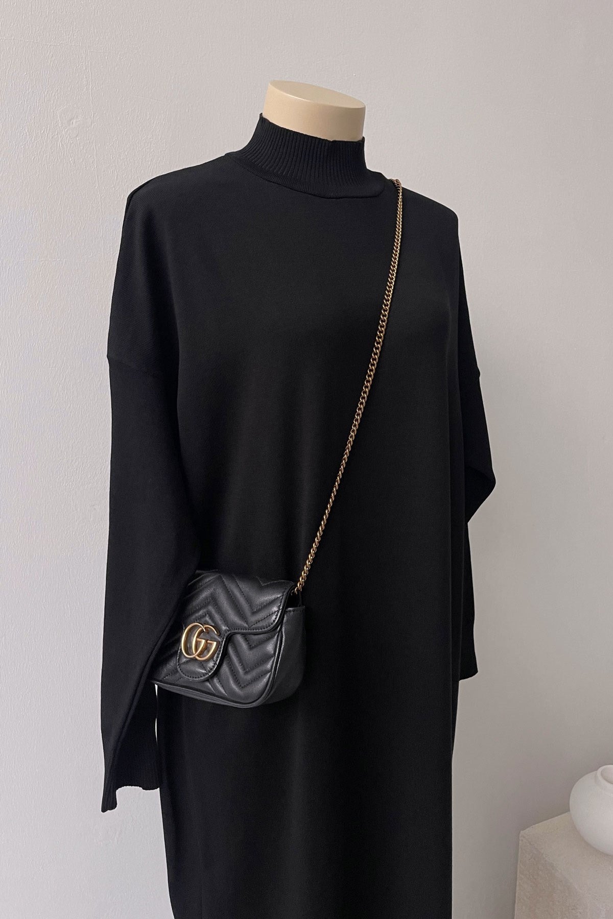 Mercerized Knitwear Dress - Black