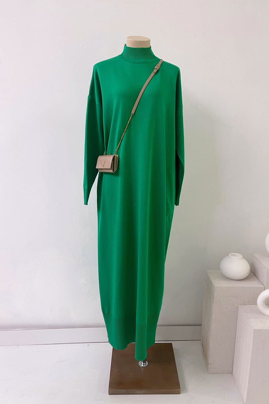 Mercerized Knitwear Dress - Green