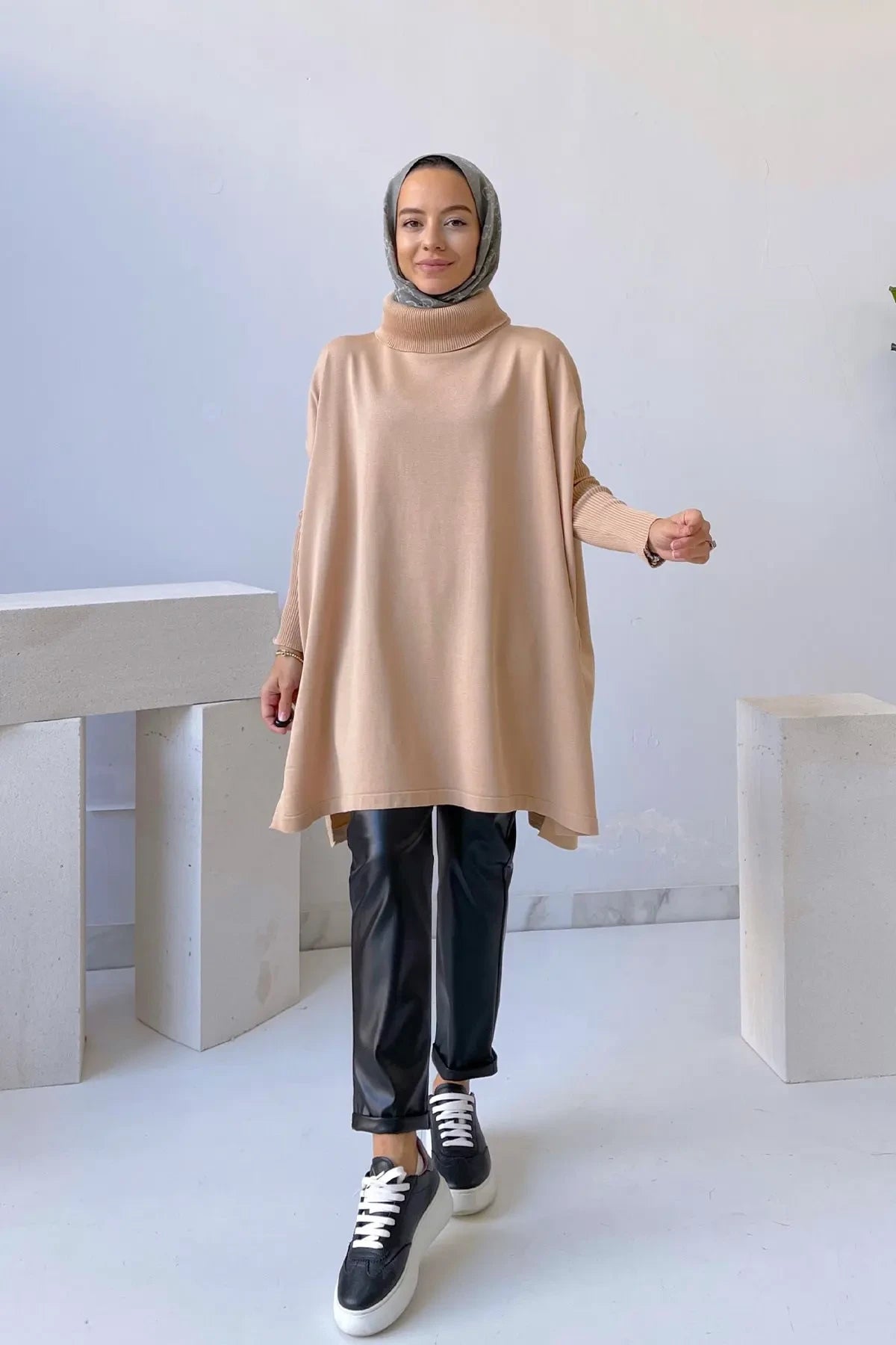 Oversize Mercerized Tunic - Coffee Milk