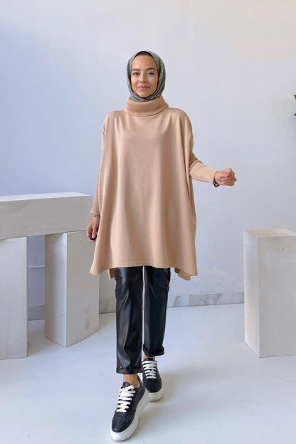 Oversize Mercerized Tunic - Coffee Milk