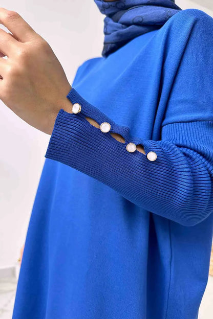 Sleeve Detail Mercerized Tunic - Saxe