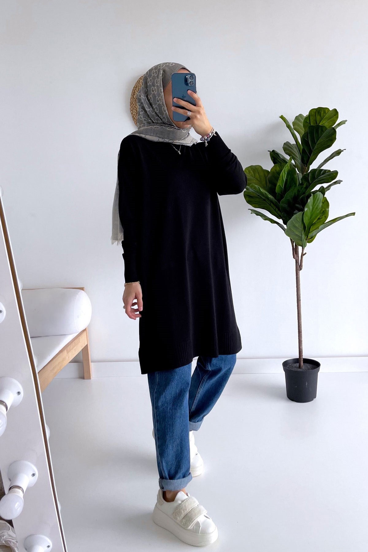 Line Mercerized Tunic - Black