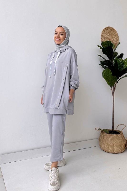 Star Hoodie Suit - Grey