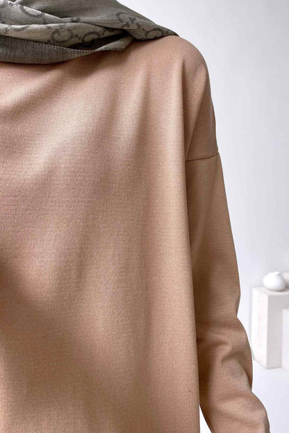 Line Mercerized Tunic - Coffee Milk