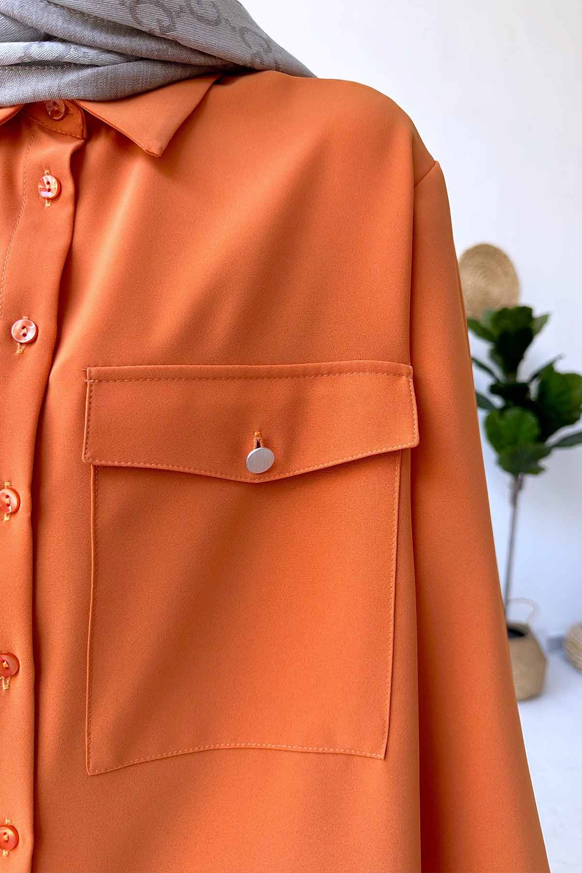 Double Pocket Crepe Suit - Orange