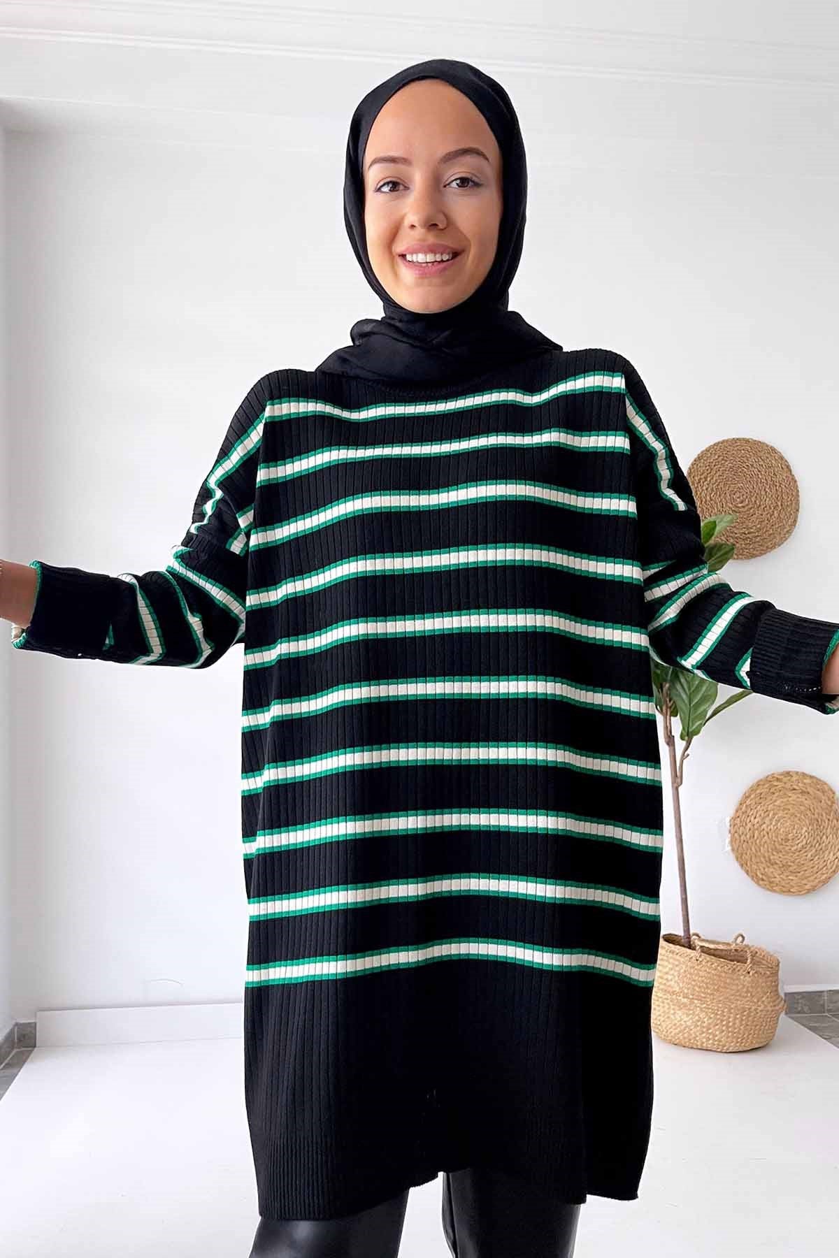 Lady Knitwear Tunic - Black/Green