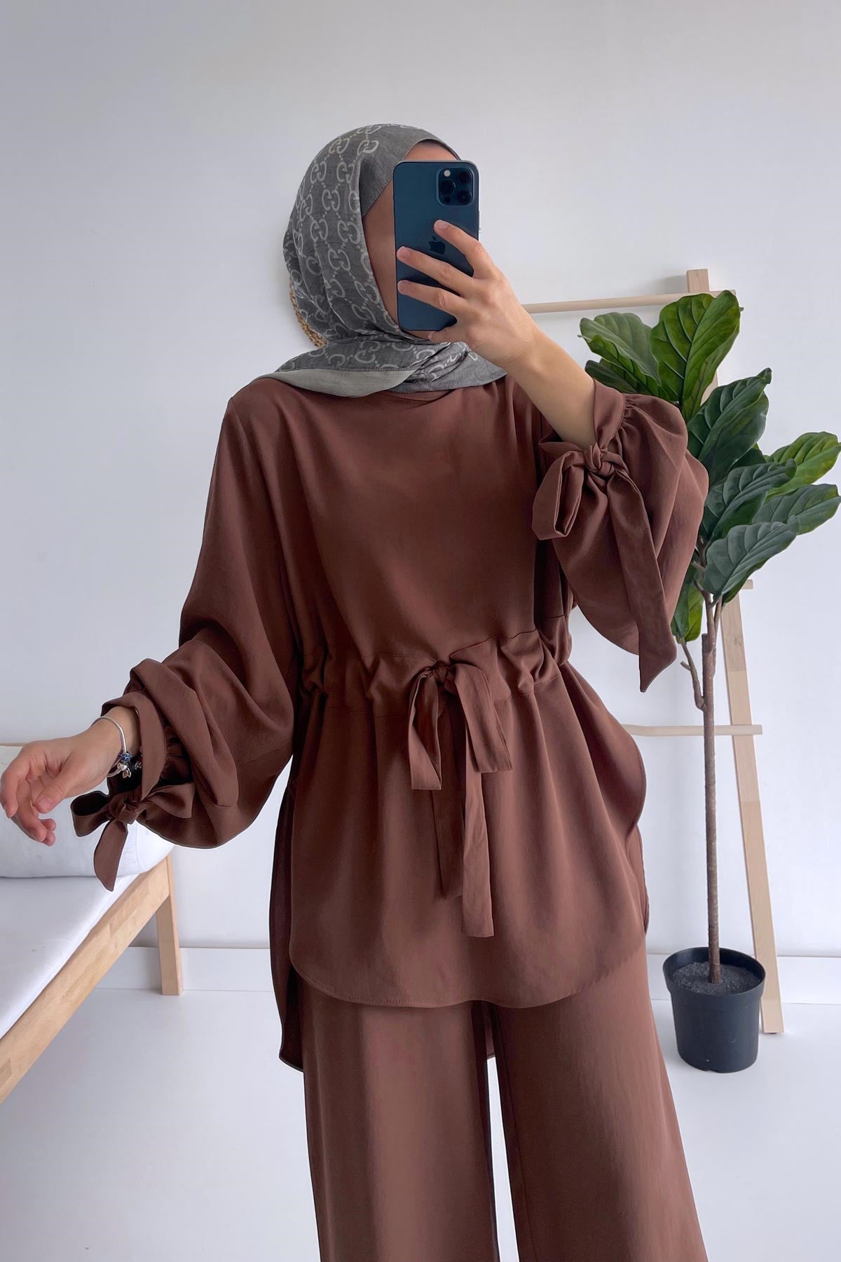 Waist Belt Suit - Brown