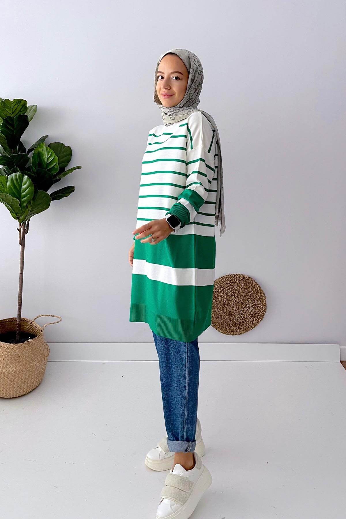 Holy Striped Knitwear Tunic - Green