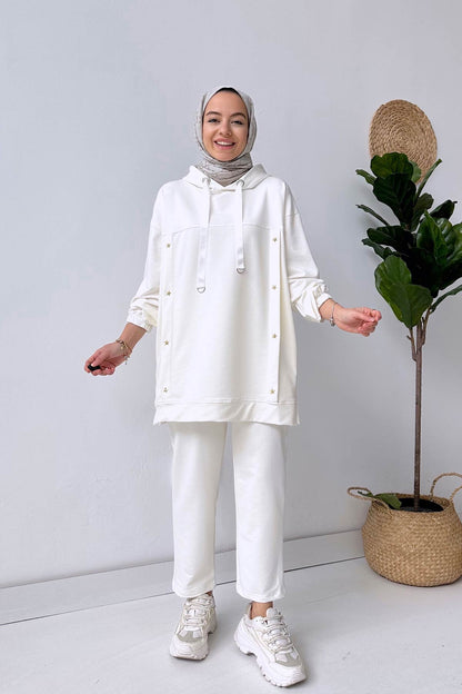 Star Hoodie Suit - White