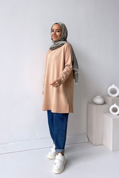 Line Mercerized Tunic - Coffee Milk