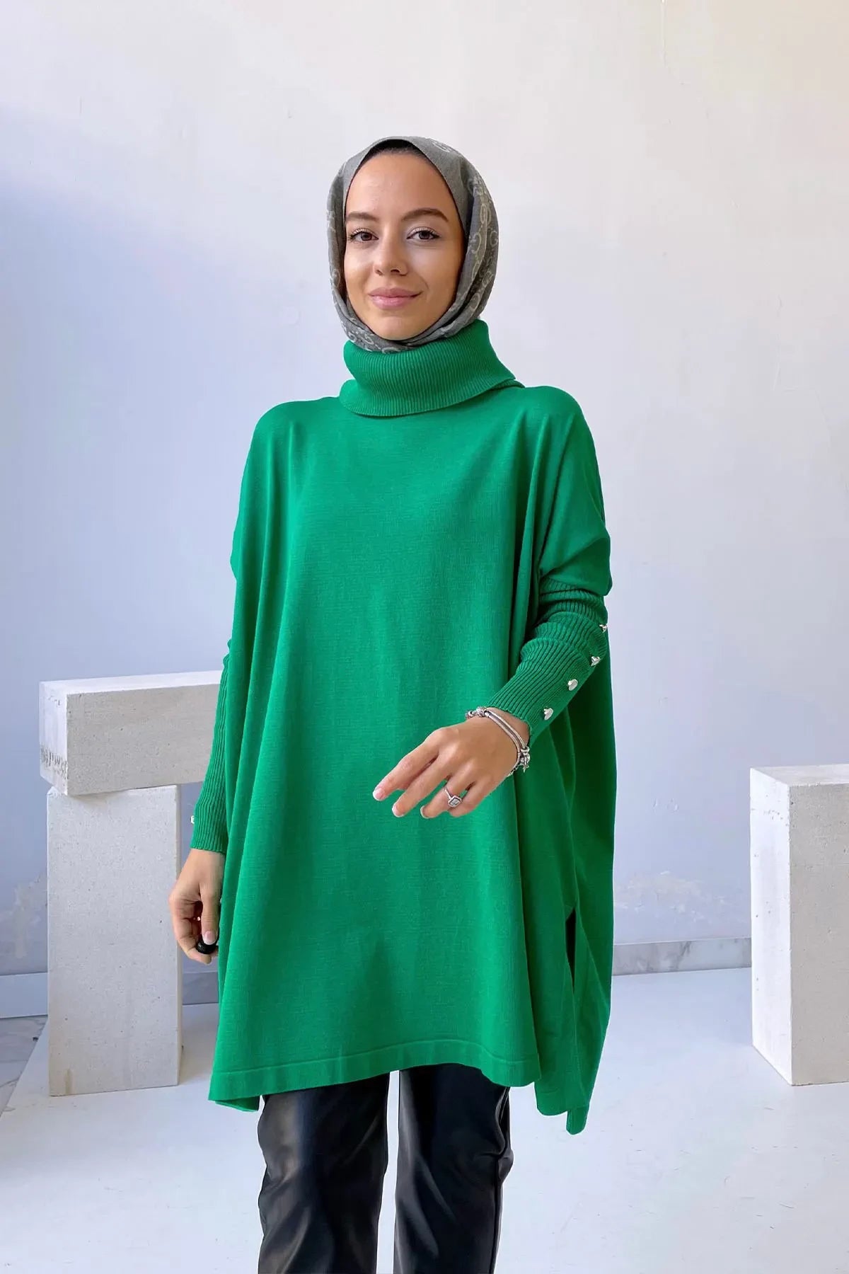 Oversize Mercerized Tunic - Green