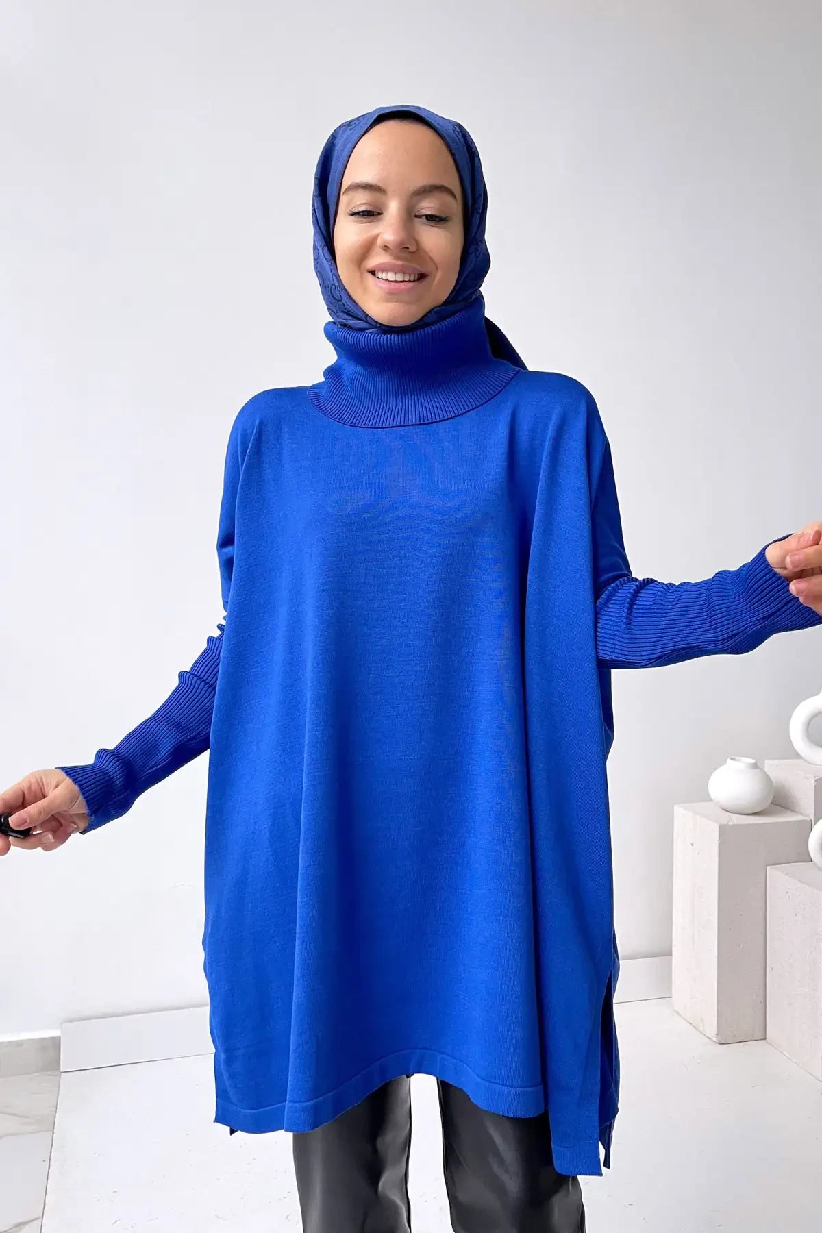 Oversize Mercerized Tunic - Saxe