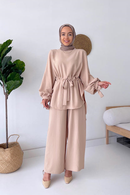 Waist Belt Suit - Beige