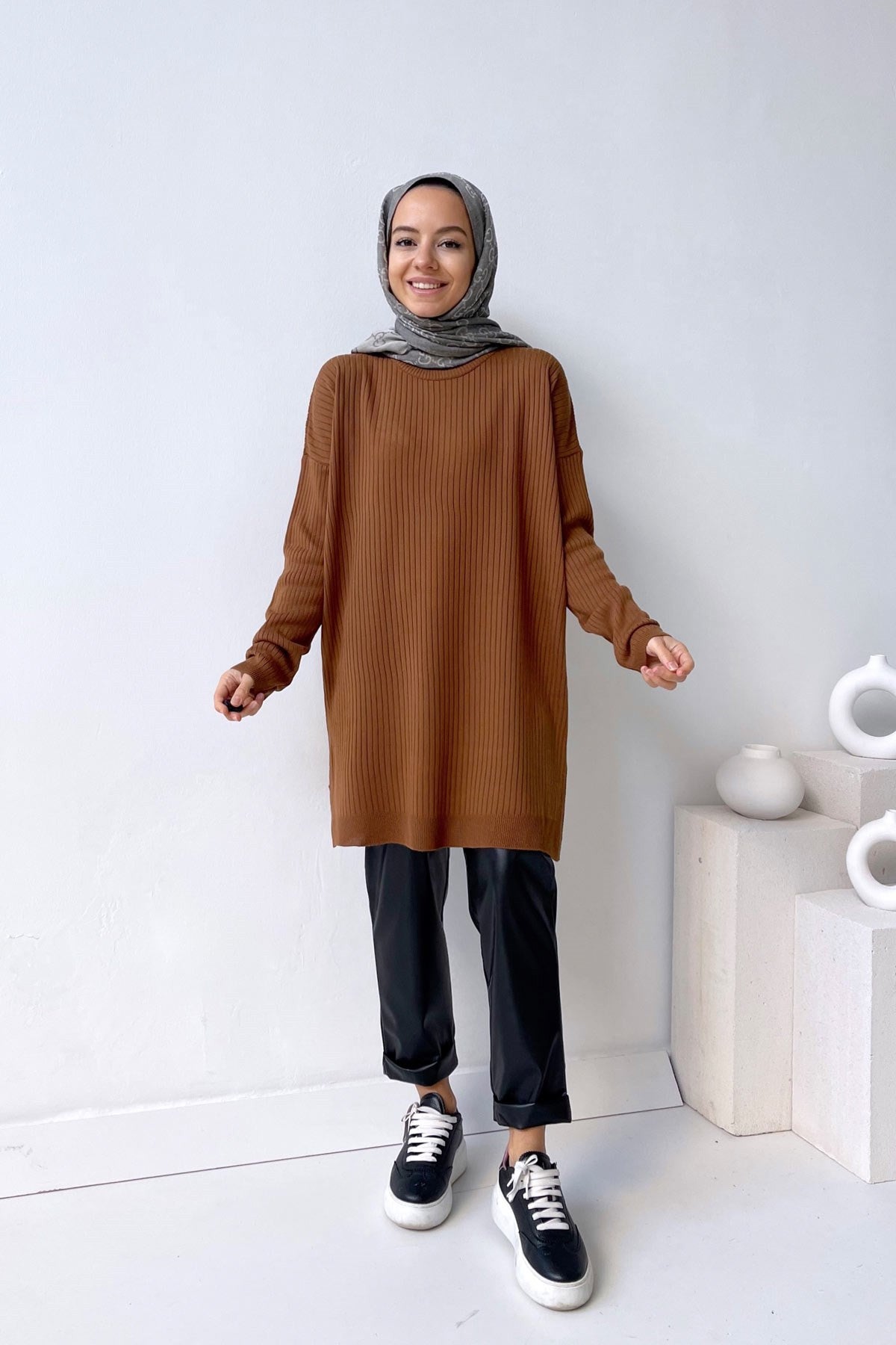 Anje Knitwear Tunic - Brick Red