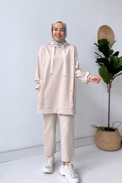 Star Hoodie Suit - Beige