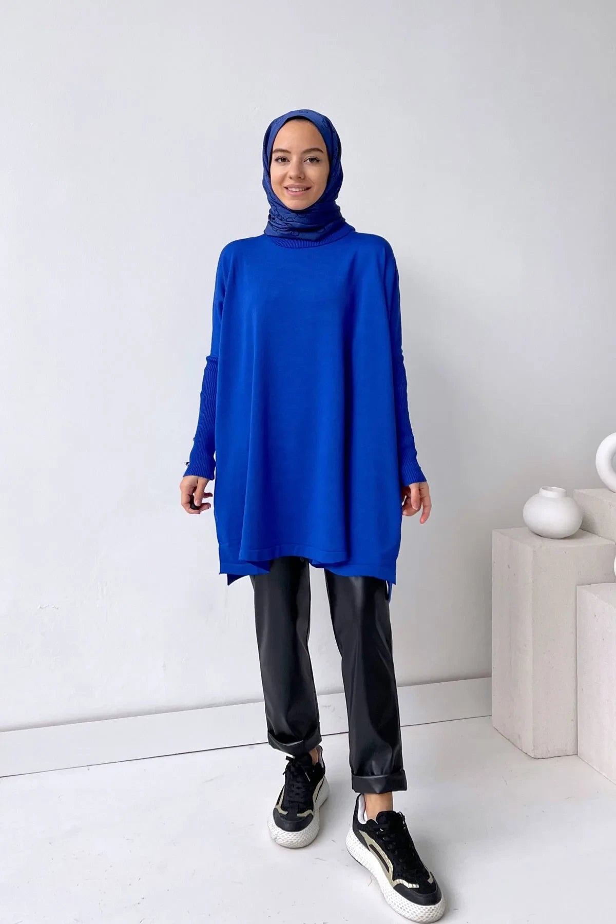 Oversize Mercerized Tunic - Saxe