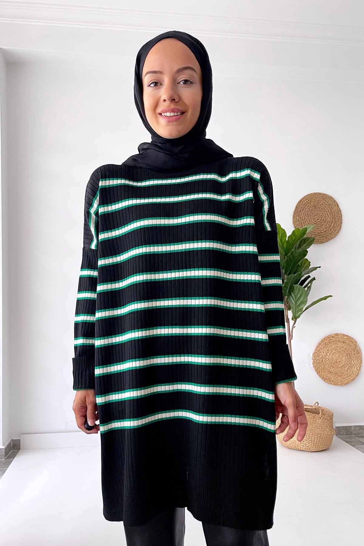 Lady Knitwear Tunic - Black/Green