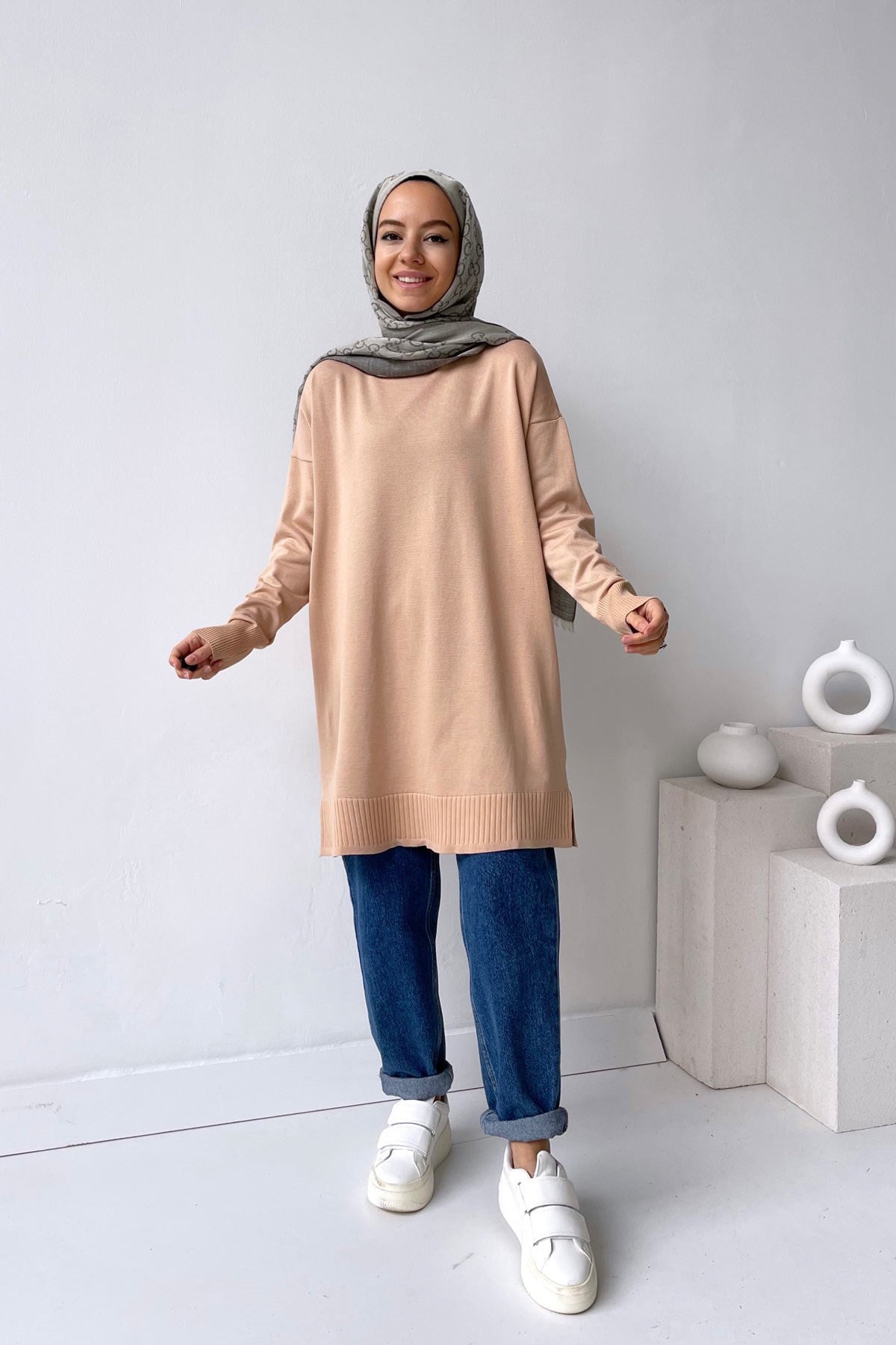 Line Mercerized Tunic - Coffee Milk