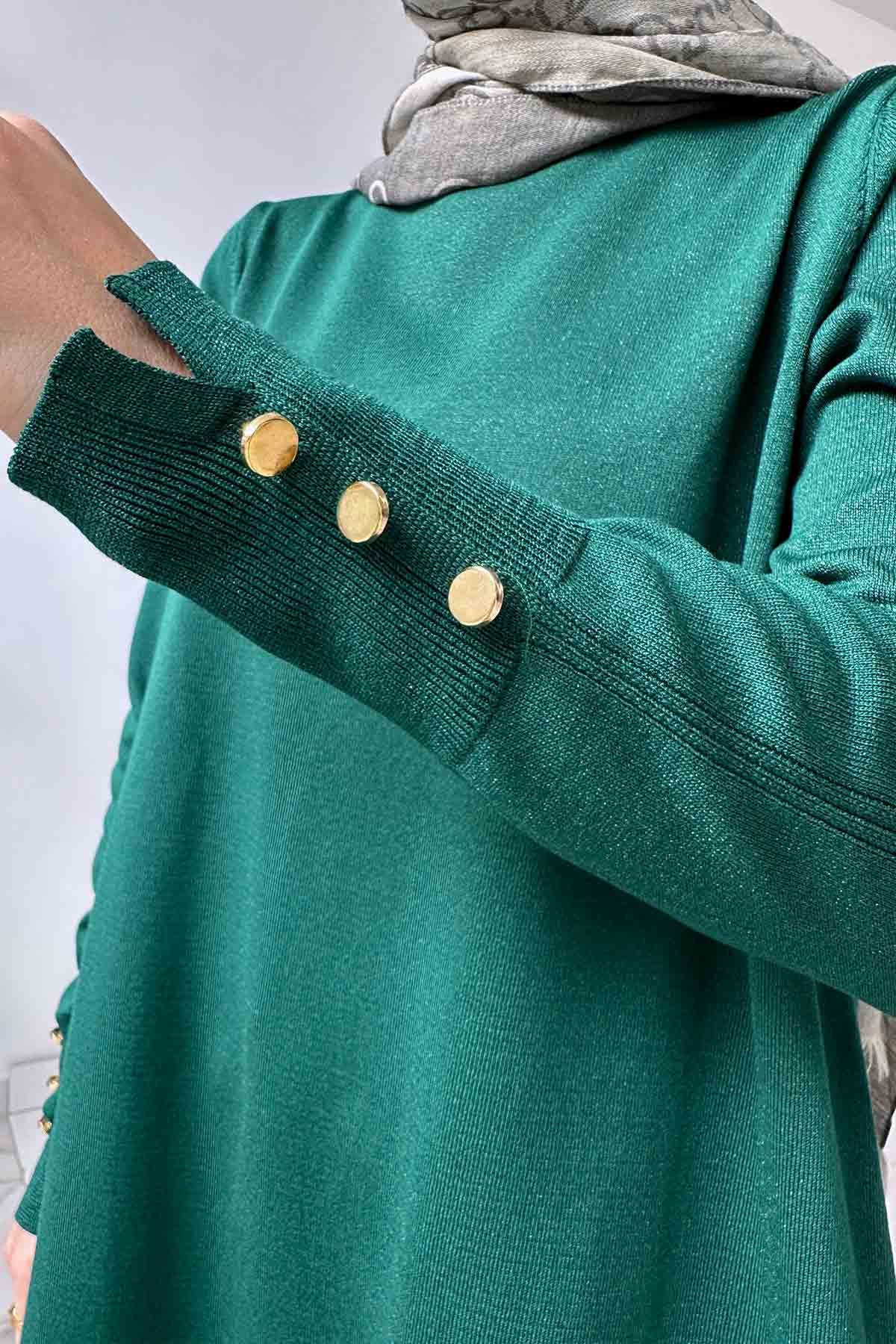 A Form Mercerized Tunic - Emerald Color