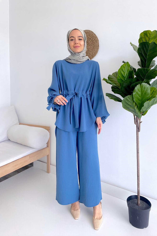 Waist Belt Suit - Blue