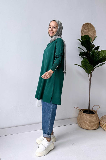 A Form Mercerized Tunic - Emerald Color