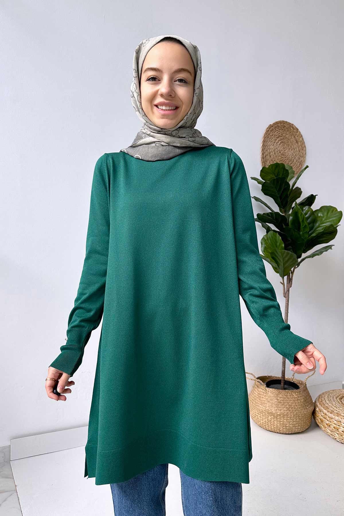 A Form Mercerized Tunic - Emerald Color