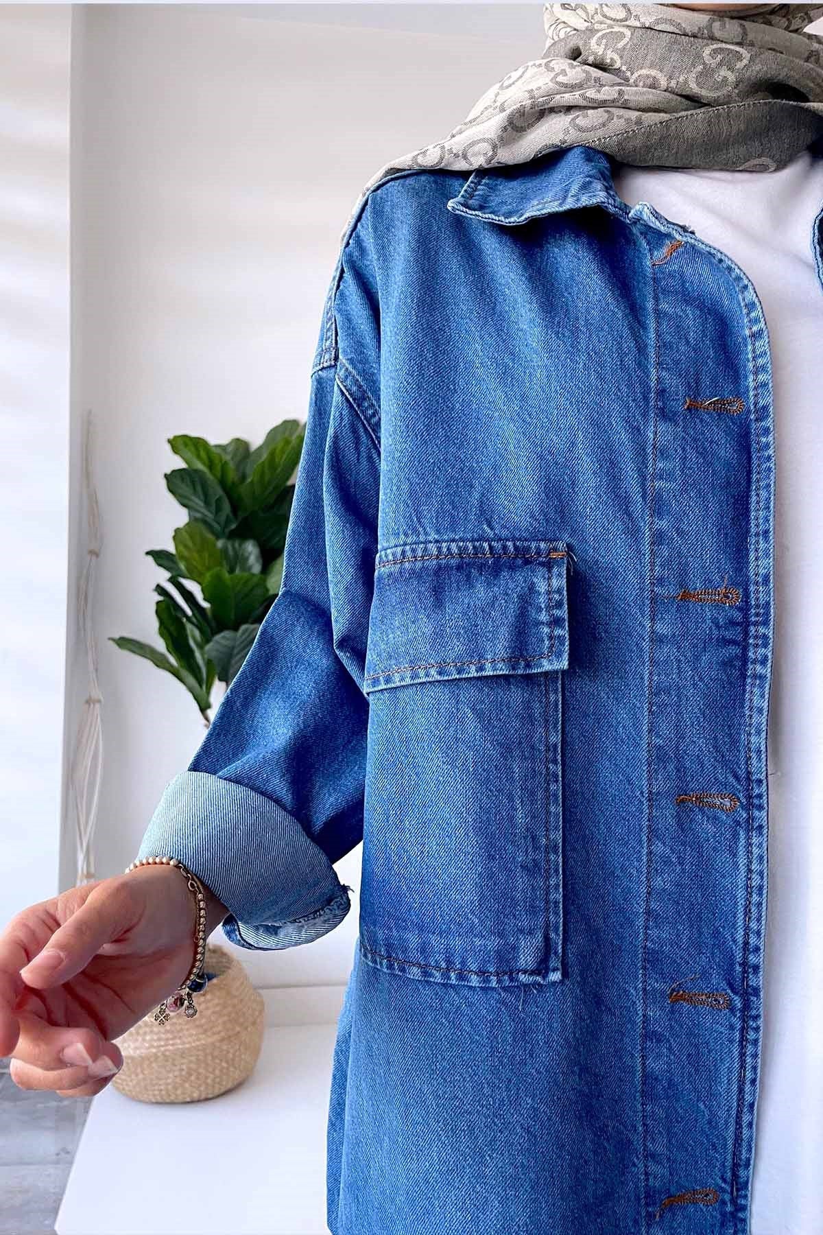 Oversized Jeans Jacket - Blue