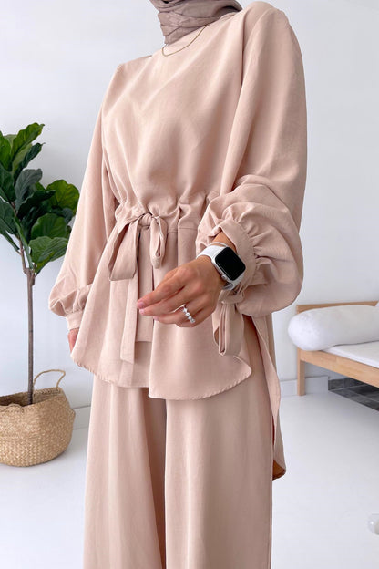 Waist Belt Suit - Beige