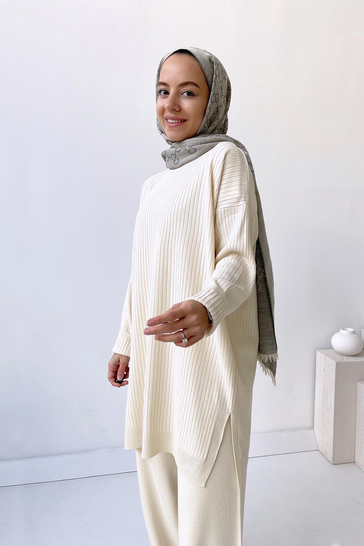 Anje Knitwear Tunic - Beige