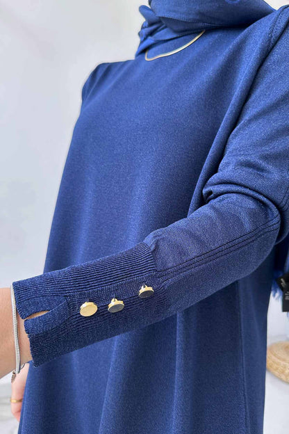 A Form Mercerized Tunic - Navy Blue