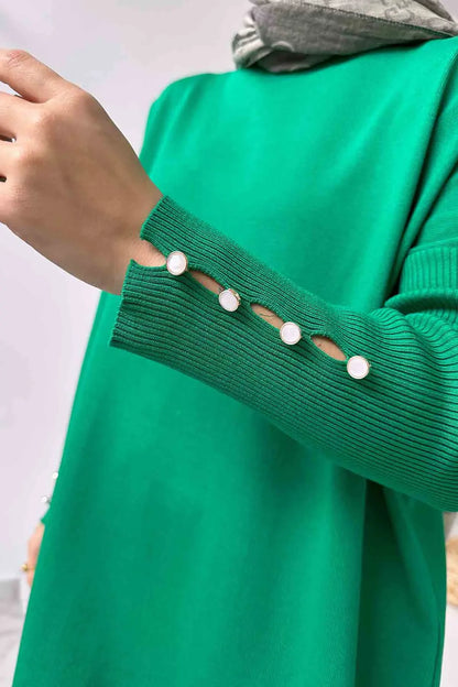 Sleeve Detail Mercerized Tunic - Green